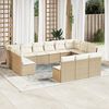 vidaXL Garden Sofa Set Beige PE rattan, powder-coated steel Large
