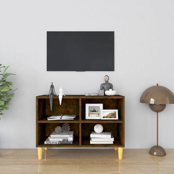 vidaXL Tv Cabinet Smoked oak Engineered wood, solid eucalyptus wood Medium