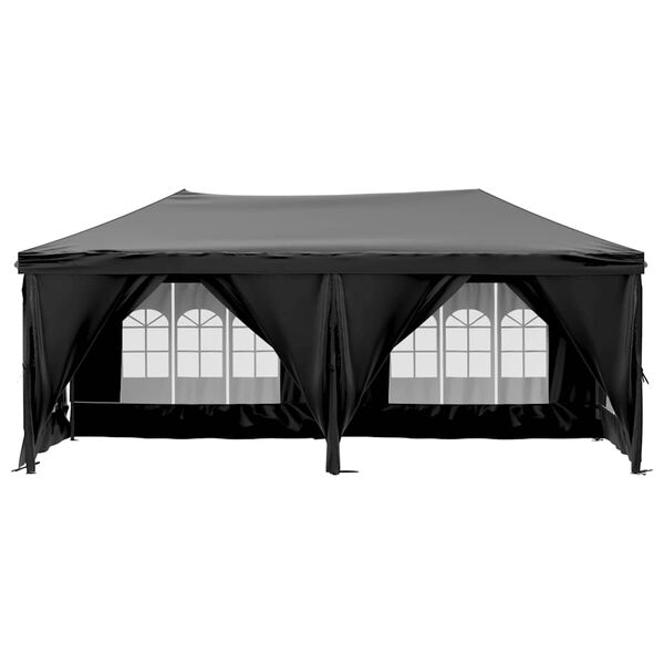vidaXL Folding Party Tent with Sidewalls Black 9.8'x19.7'