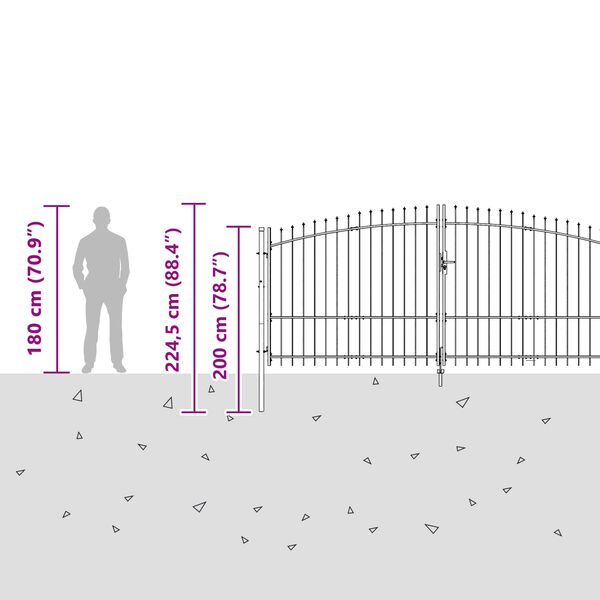 vidaXL Patio Gate Steel 3.3x13.1' Black