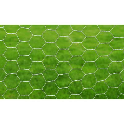 vidaXL Mesh Fence Galvanized Steel Hexagon 3.3'x82' Silver