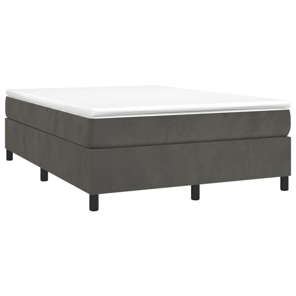vidaXL Bed Frame Dark grey Velvet, plywood, engineered wood Queen Modern
