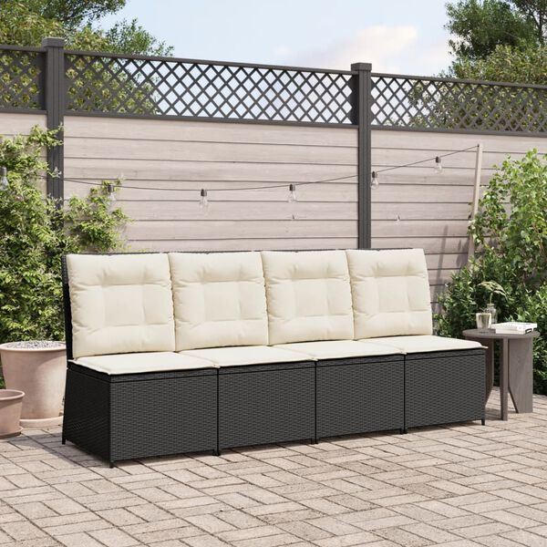 vidaXL Reclining Patio Sofa Black PE rattan Reclining Patio Sofa
