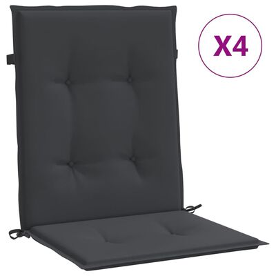 vidaXL Garden Lowback Chair Cushions 4 pcs Black 39.4"x19.7"x1.2" Oxford Fabric