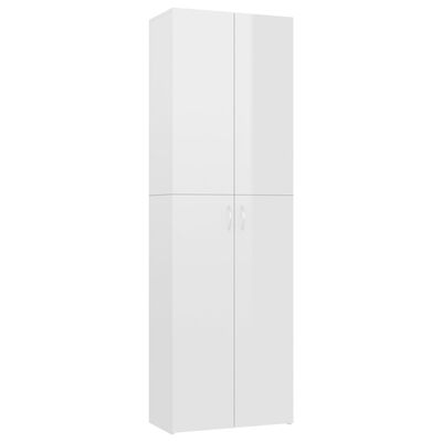 vidaXL Office Cabinet High Gloss White 23.6"x12.6"x74.8" Engineered Wood