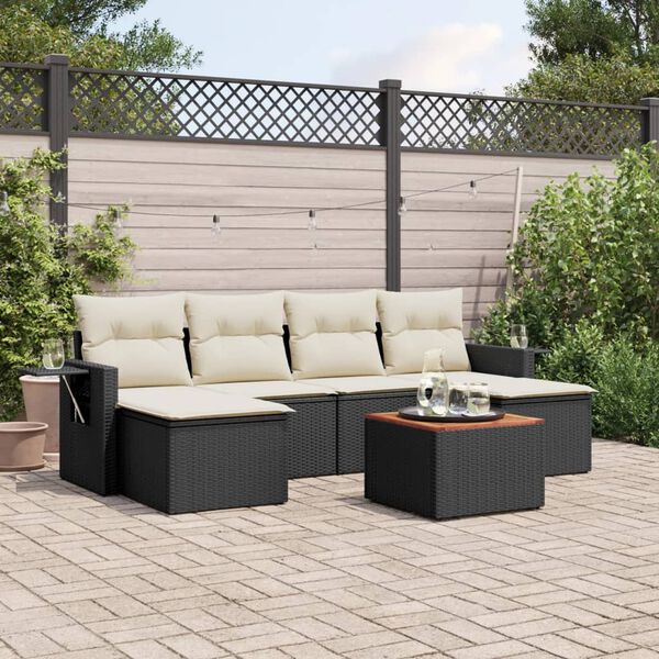 vidaXL Garden Sofa Set Black PE rattan Large Adjustable Feet