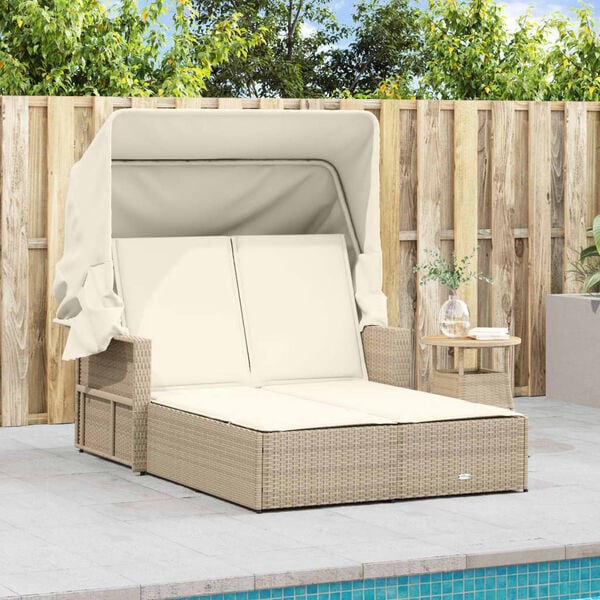 vidaXL Double Sun Lounger Beige, Cream White