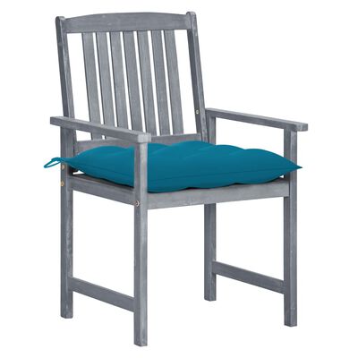 vidaXL Patio Chairs with Cushions 8 pcs Solid Acacia Wood Gray