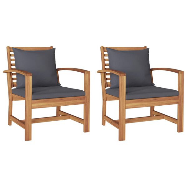 vidaXL Chair 2 pcs Brown and Dark Grey 25.59 x 23.62 x 30.12 in