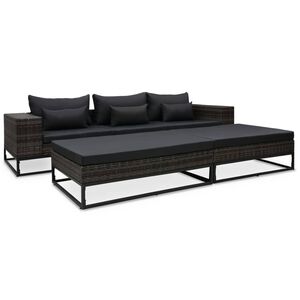 vidaXL Garden Sofa Grey Poly Rattan Large Modular Outdoor Sofa