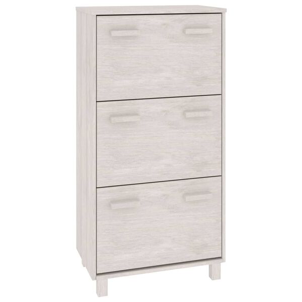 vidaXL Shoe Cabinet White Solid pine wood, MDF, plastic Medium