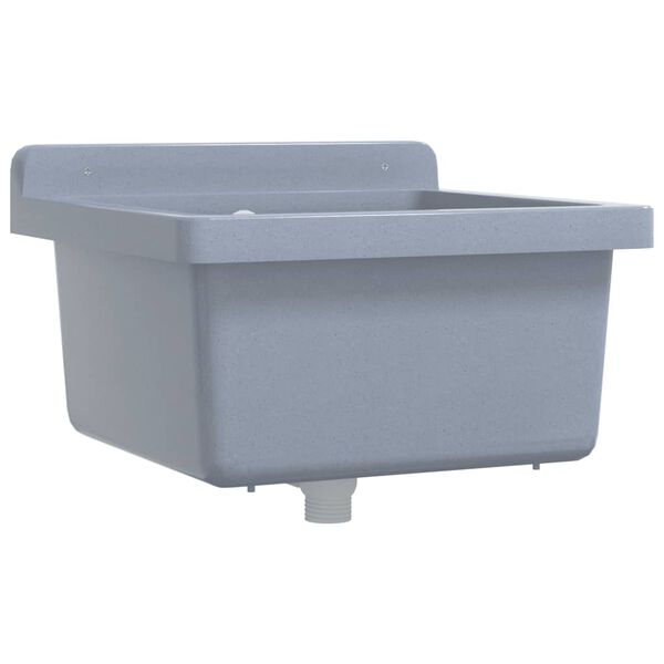 vidaXL Sink Washbasin for Wall Mounting Grey 15.7x15.7x9.4" Resin