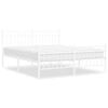 vidaXL Bed Frame White Powder-Coated Steel King Size Bed Frame