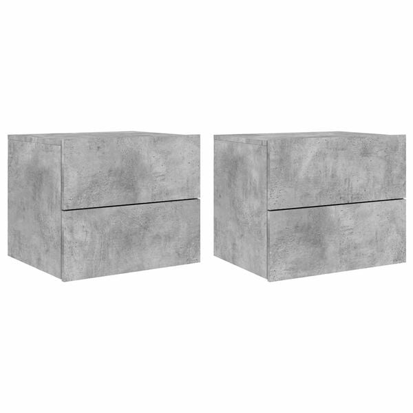 vidaXL Wall-mounted Bedside Cabinet Set of 2 Concrete gray Engineered wood