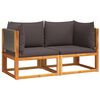 vidaXL Garden Sofas Corner with Cushions 2 pcs Wood Acacia&Rope