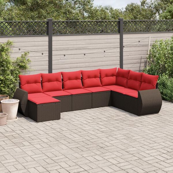 vidaXL 8 Piece Garden Sofa Set with Cushions Brown Poly Rattan