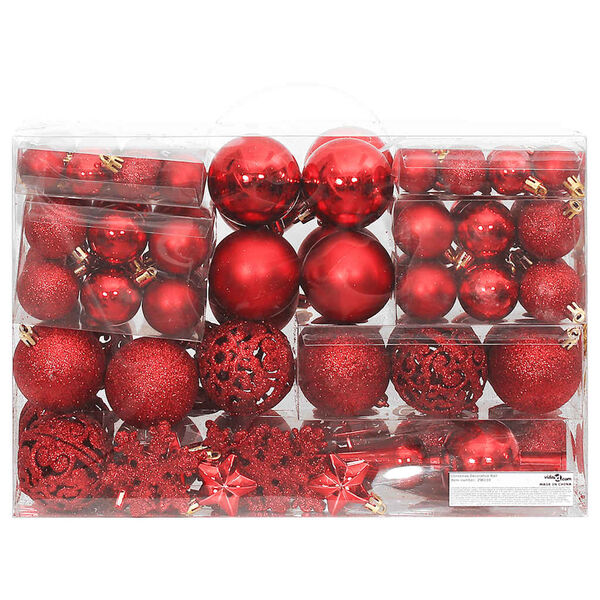 vidaXL Christmas Bauble Set Set of 111 Red Polystyrene Various sizes