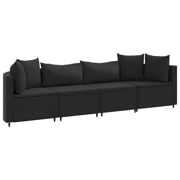 vidaXL Patio Sofa Set Set of 4 Black