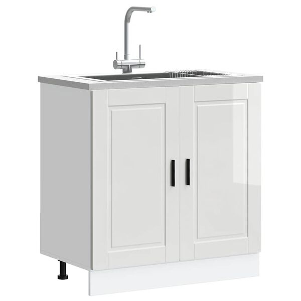 vidaXL Sink Base Cabinet High gloss white Engineered wood Medium