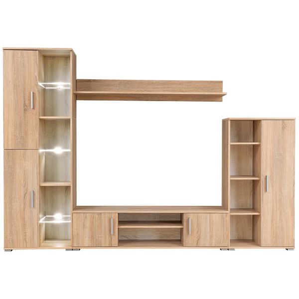 vidaXL TV Wall Unit Sonoma oak Engineered wood, Metal Large TV Wall Unit