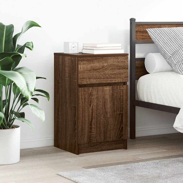 vidaXL Bedside Cabinet Set of 2 Brown Oak Engineered wood Medium