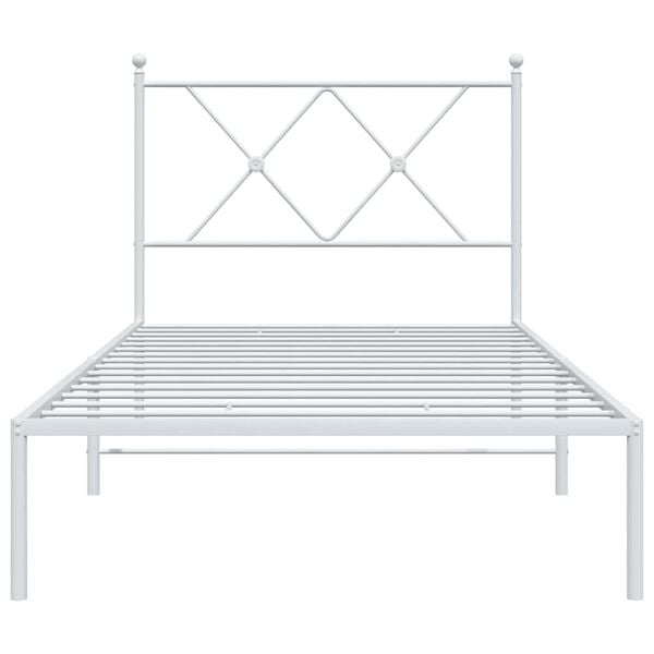 vidaXL Bed Frame White Powder-Coated Steel Single Bed Frame
