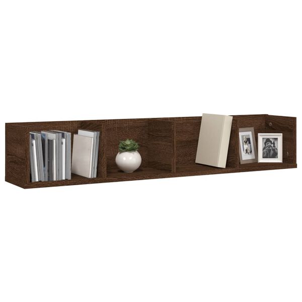 vidaXL Wall Shelf Brown Oak Engineered Wood Medium Wall Shelf