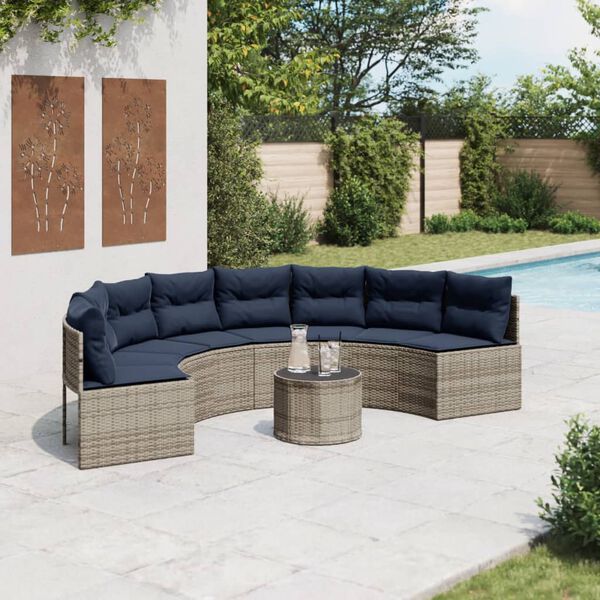 vidaXL Patio Sofa Gray, Navy Blue