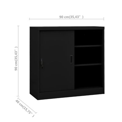 vidaXL Office Cabinet with Sliding Door Black 35.4"x15.7"x35.4" Steel
