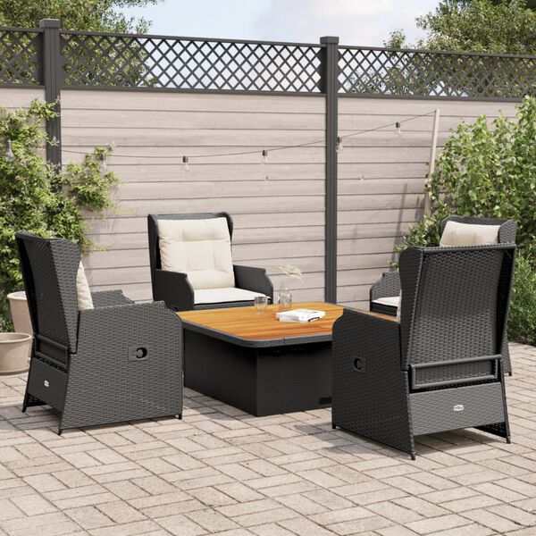 vidaXL Garden Lounge Set Black and cream