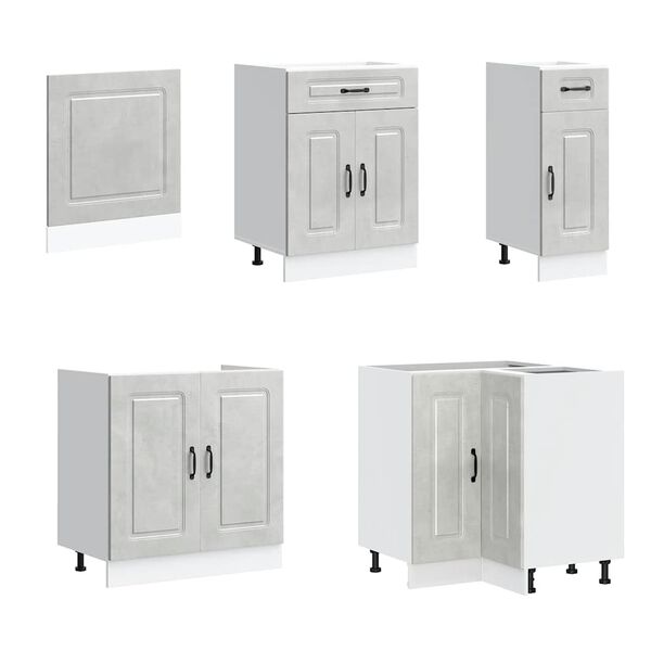 vidaXL Kitchen Cabinet Set Concrete gray Engineered wood, Glass Large