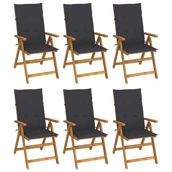 vidaXL Garden Chair Set of 6 Anthracite, Brown