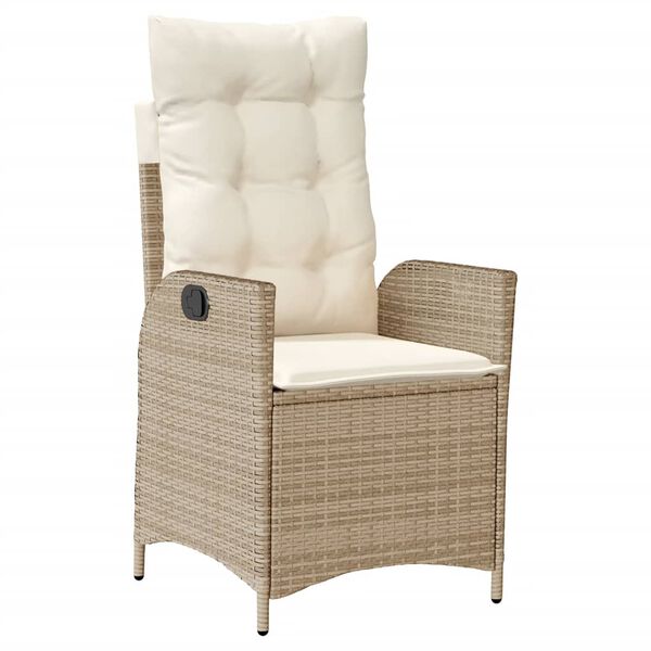 vidaXL Reclining Garden Chair Beige PE Rattan Standard