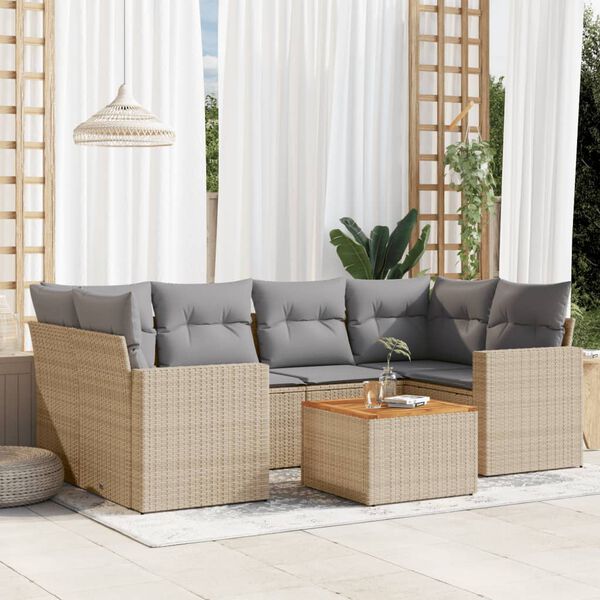 vidaXL Garden Sofa Set Beige, Light Grey