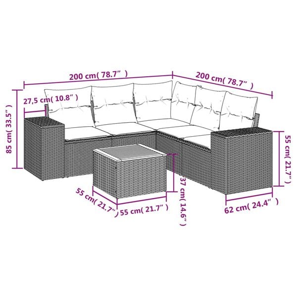 vidaXL Garden Sofa Set Grey