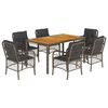 vidaXL Garden Dining Set Grey PE Rattan 7 Piece Set Removable Covers