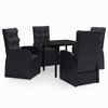 vidaXL Garden Dining Set Black PE Rattan, Powder-Coated Steel, Glass