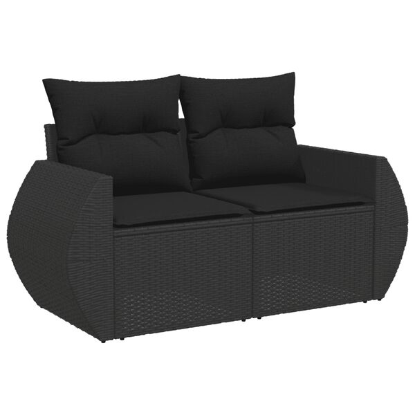 vidaXL Garden Sofa Set Black PE Rattan Large Modular Garden Sofa Set