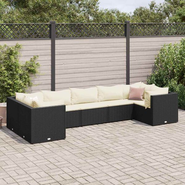 vidaXL Patio Lounge Set Black, Cream