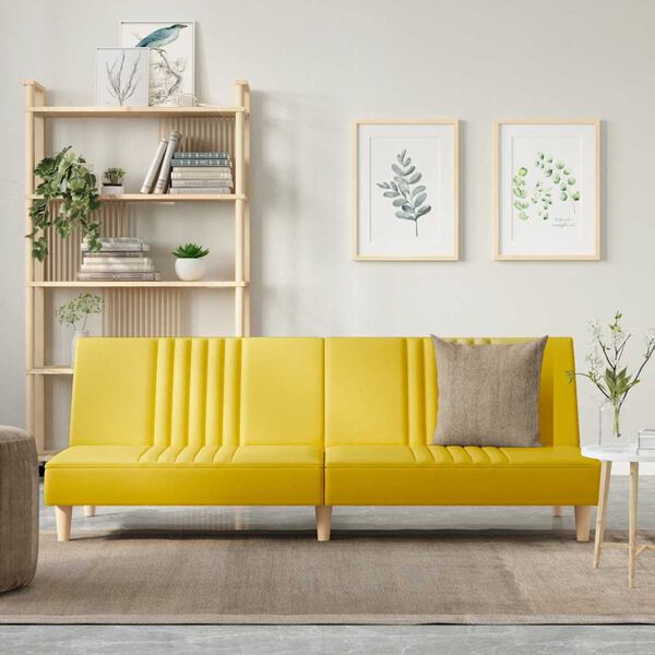 vidaXL Sofa Bed Light Yellow Fabric (100% polyester), plywood Standard