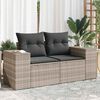 vidaXL Garden Sofa Light Grey PE Rattan, Powder-Coated Steel, Polyester