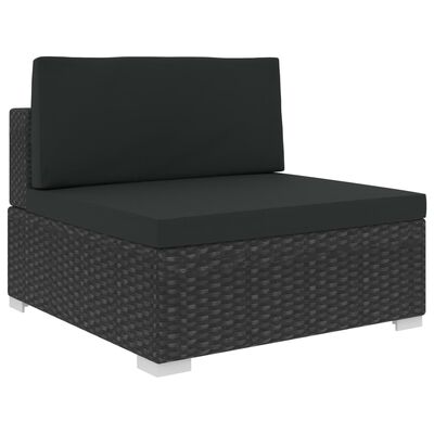 vidaXL 8 Piece Patio Lounge Set with Cushions Poly Rattan Black