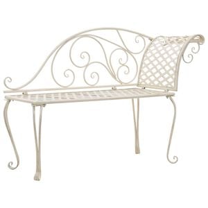 vidaXL Garden Chaise Lounge Antique White Metal Decorative Inlays