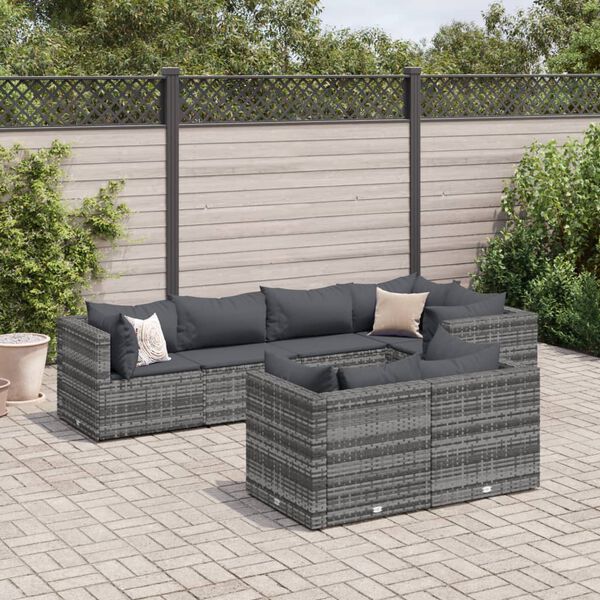 vidaXL Patio Lounge Set Set of 7 Grey, Anthracite