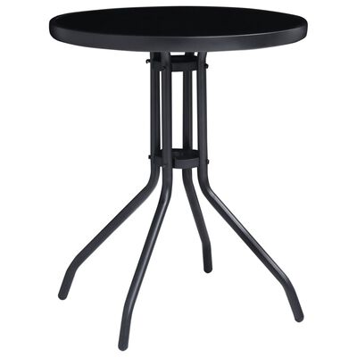 vidaXL Patio Table Black 23.6" Steel and Glass