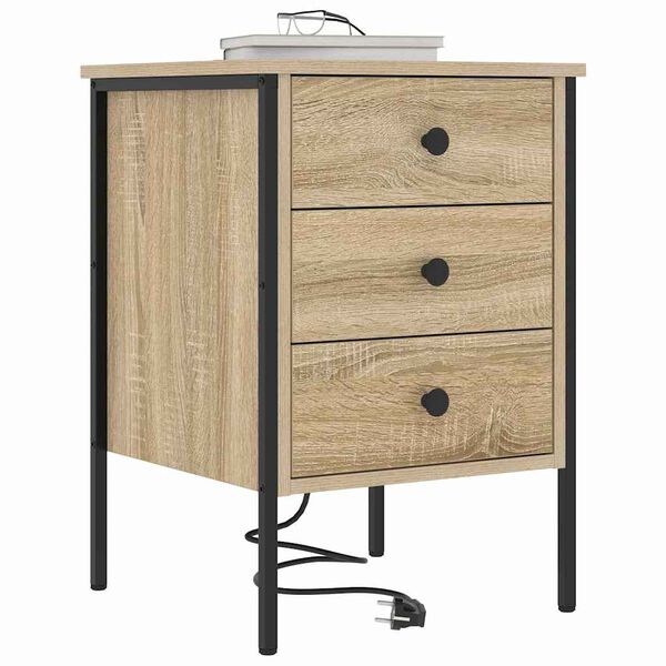 vidaXL Bedside Cabinet with Drawer Sonoma Oak 16.54 x 16.14 x 24.02 in