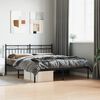 vidaXL Bed Frame Black Powder-Coated Steel Double Bed Bed Frame