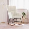 vidaXL Rocking Chair Cream White Velvet, Solid rubber wood, Steel