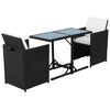 vidaXL Garden Table And Chair Black PE rattan, Steel, Glass, Polyester