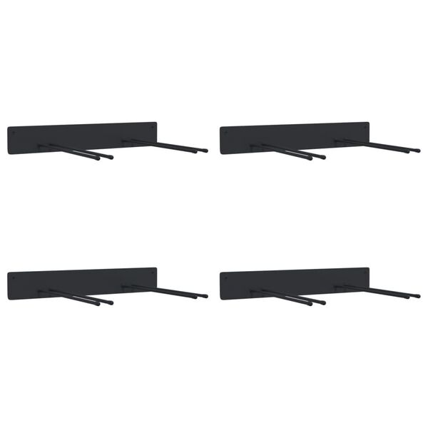 vidaXL Patio Tool Storage Racks Wall Mounted 4 pcs Black Steel